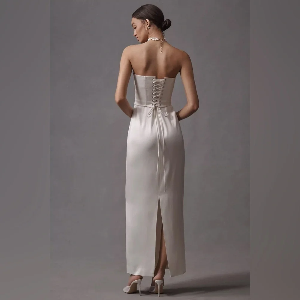 NEW NWT Reformation Ariyah Corset Satin Maxi Wedding Bridal Dress Gown - Picture 2 of 11